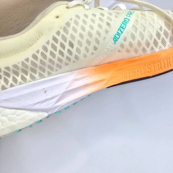 Adidas Adizero Pro White Screaming Orange Solar Yellow Lightstrike Running Sneak - Picture 10 of 13
